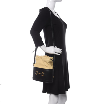 Gucci Azalea Sakai Be Green Calfskin Horsebit 1955 Drawstring Bucket Bag Black Butter 2 of 10