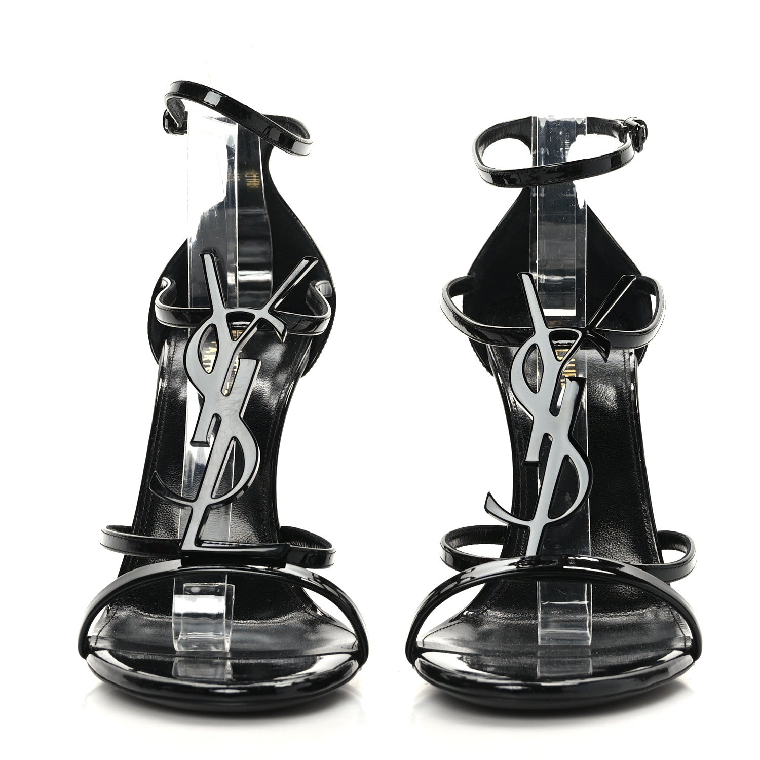 Saint Laurent Patent Cassandra 100 Ankle Strap Sandals 40.5 Black 2 of 7