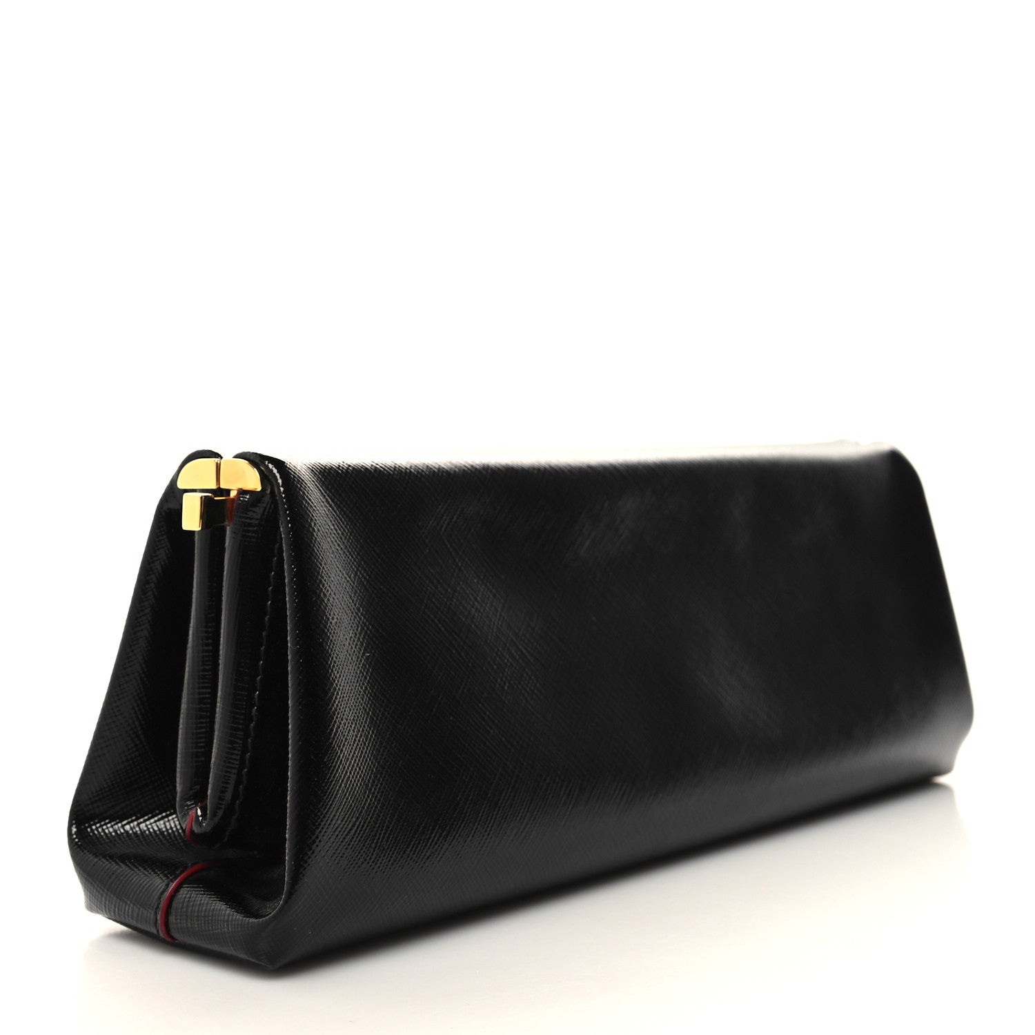 Prada Saffiano Vernice Frame Clutch Black 3 of 10