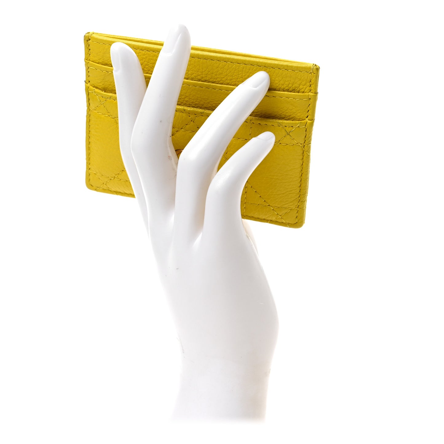 Supple Calfskin Cannage Caro Five-Slot Card Holder Yellow