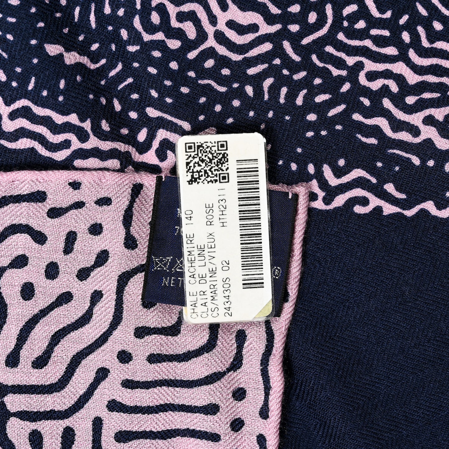 Silk Cashmere Clair De Lune Shawl 140 Marine Vieux Rose