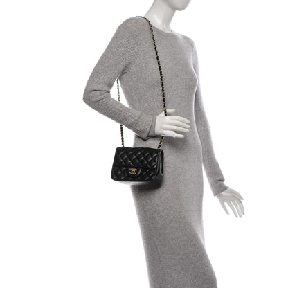Chanel Lambskin Quilted Mini Square Flap Black 2 of 7