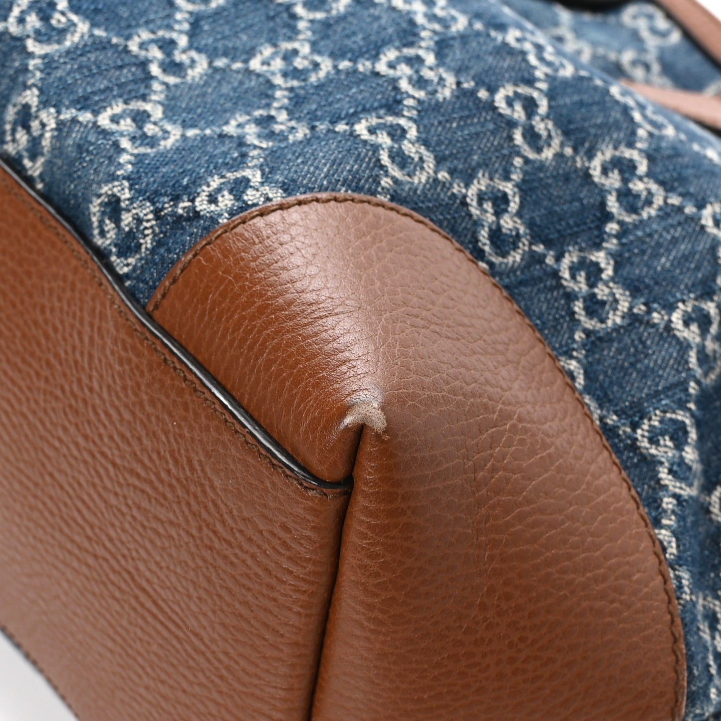 New Denim GG Monogram Medium Ophidia Shopping Tote Blue Tea Cuir