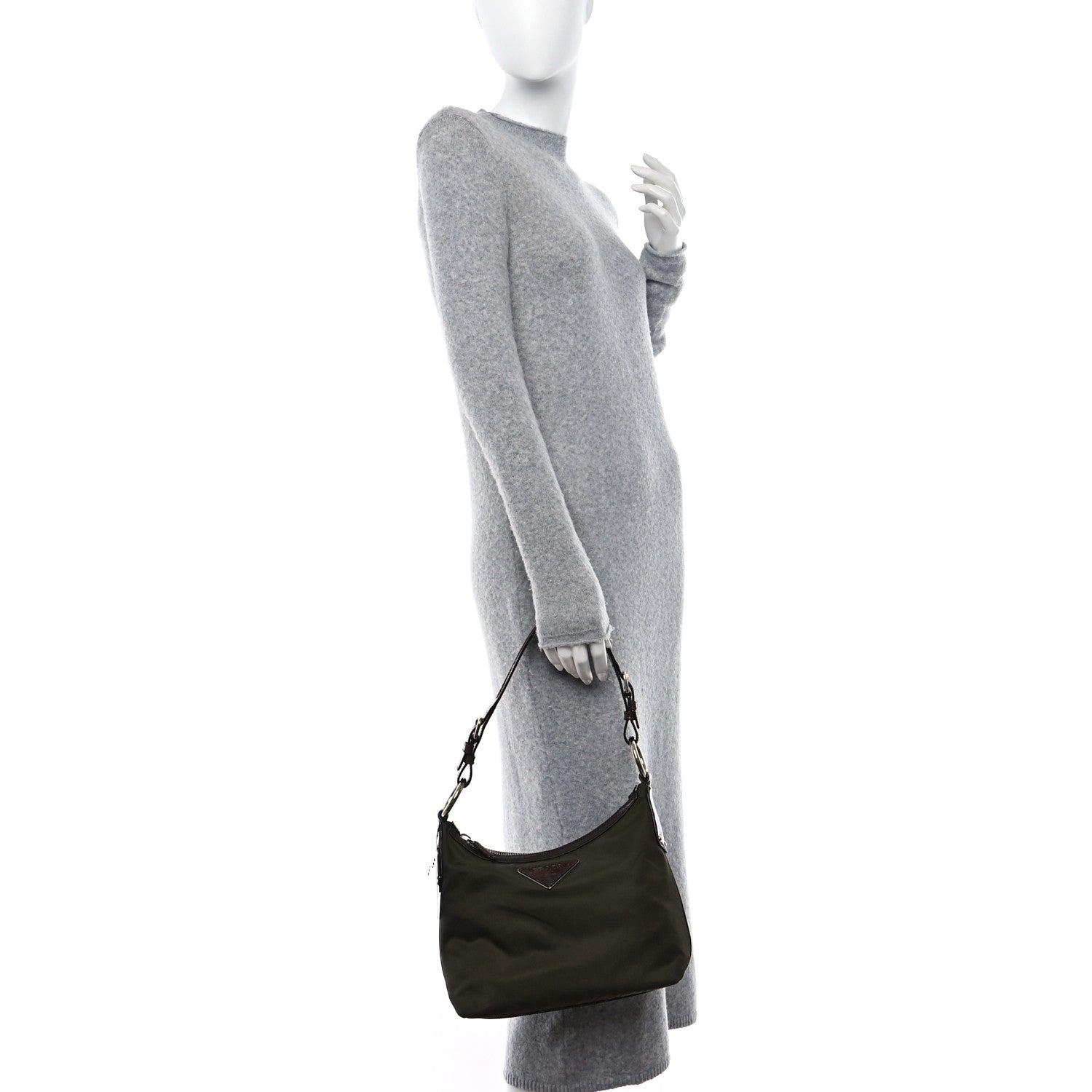 Prada Tessuto Nylon Twist Shoulder Bag Bruciato 2 of 15