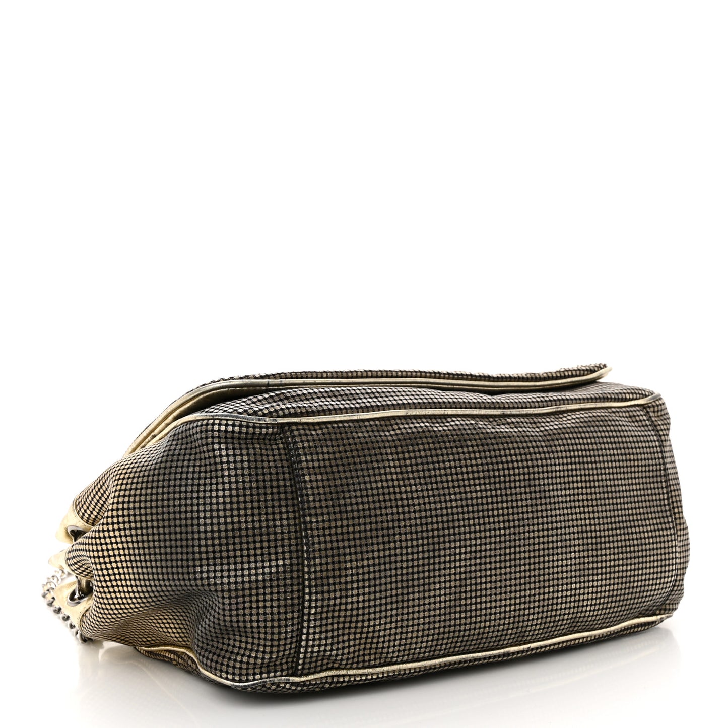 Metallic Lambskin Perforated Hollywood Accordion Flap Bag Gold