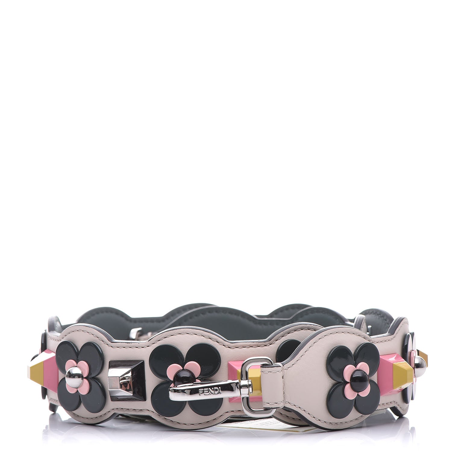 Fendi Vitello Dolce Plexiglass Flowerland Studded Strap You Camelia Multicolor 1 of 4