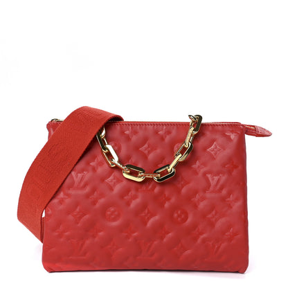 Louis Vuitton Lambskin Embossed Monogram Coussin PM Red 1 of 11