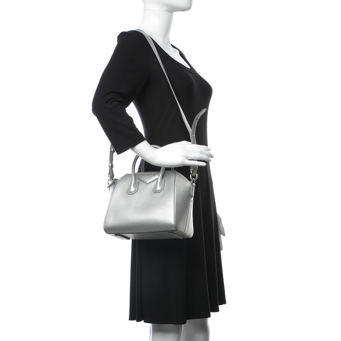 Metallic Sugar Goatskin Mini Antigona Silver