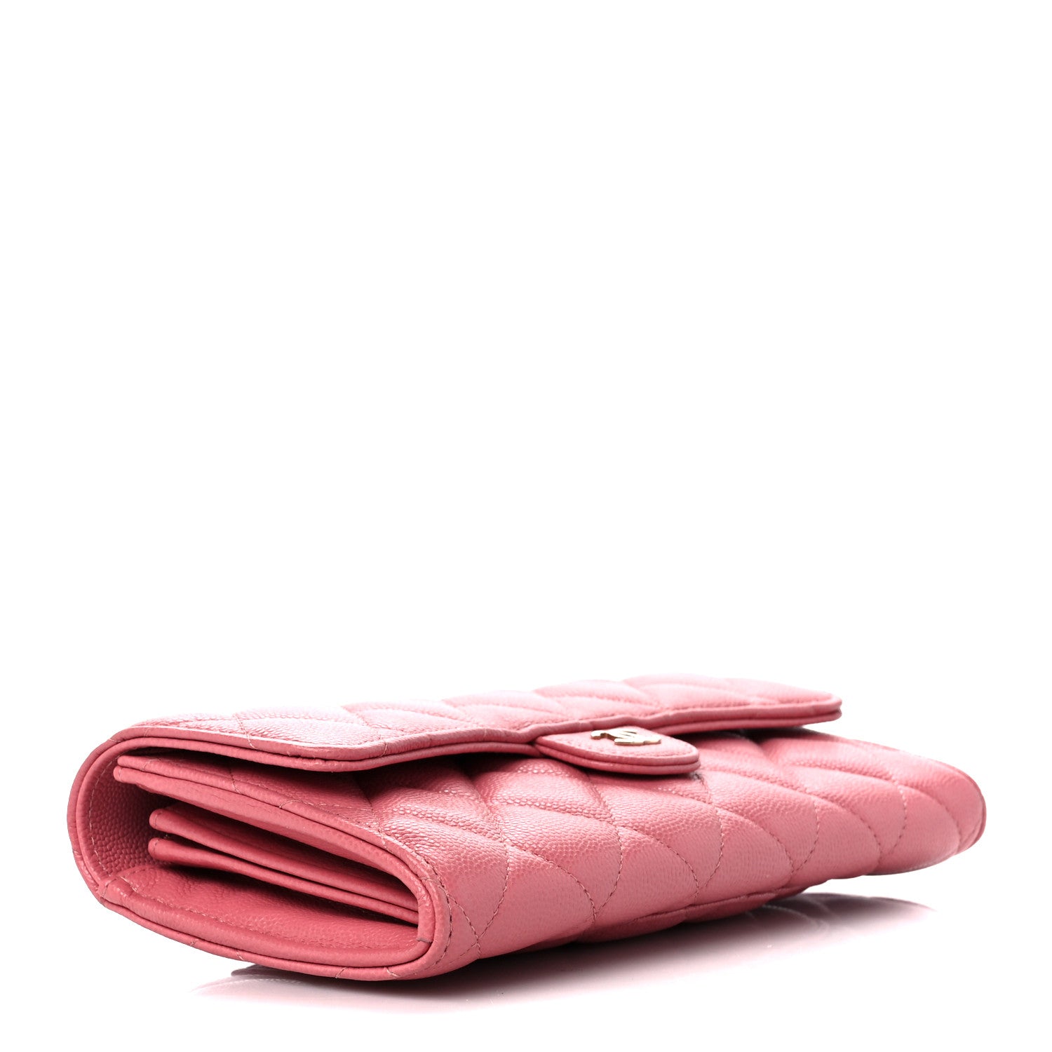 Chanel Caviar Quilted Large Gusset Flap Wallet Pink 4 of 11
