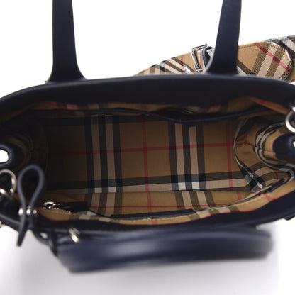 Burberry Grainy Calfskin House Check Small Banner Tote Regency Blue 5 of 10