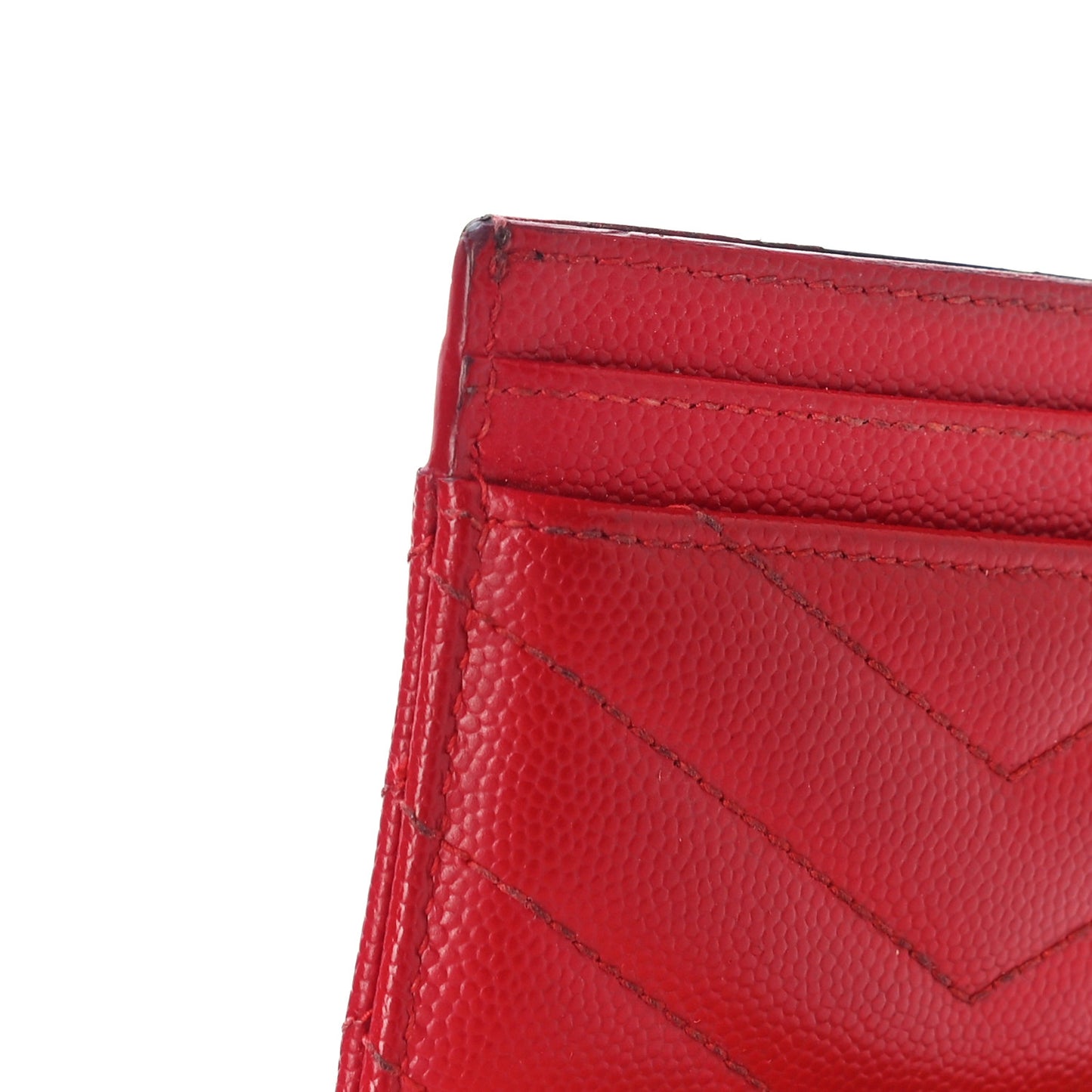 Grain De Poudre Matelasse Chevron Monogram Credit Card Case New Red