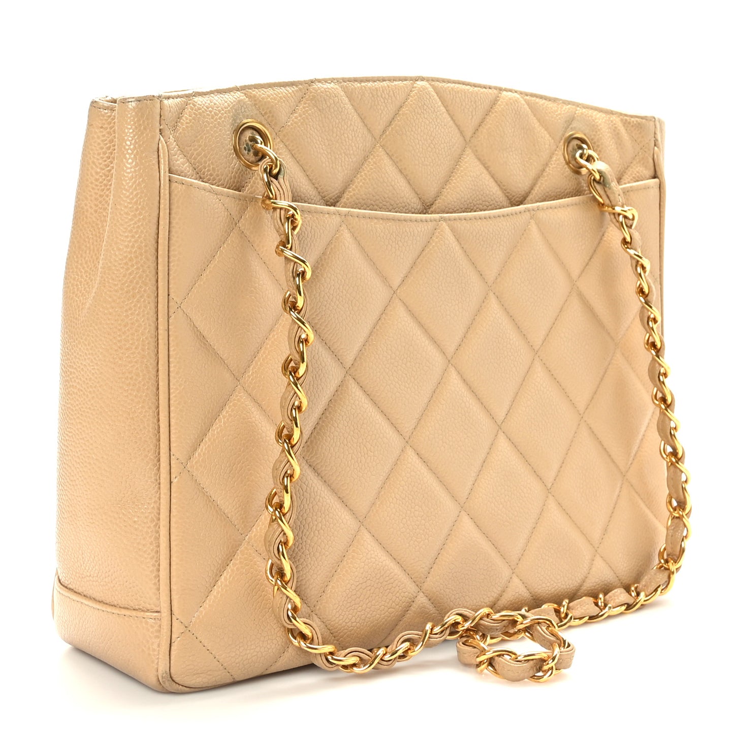 Caviar Quilted Tote Beige