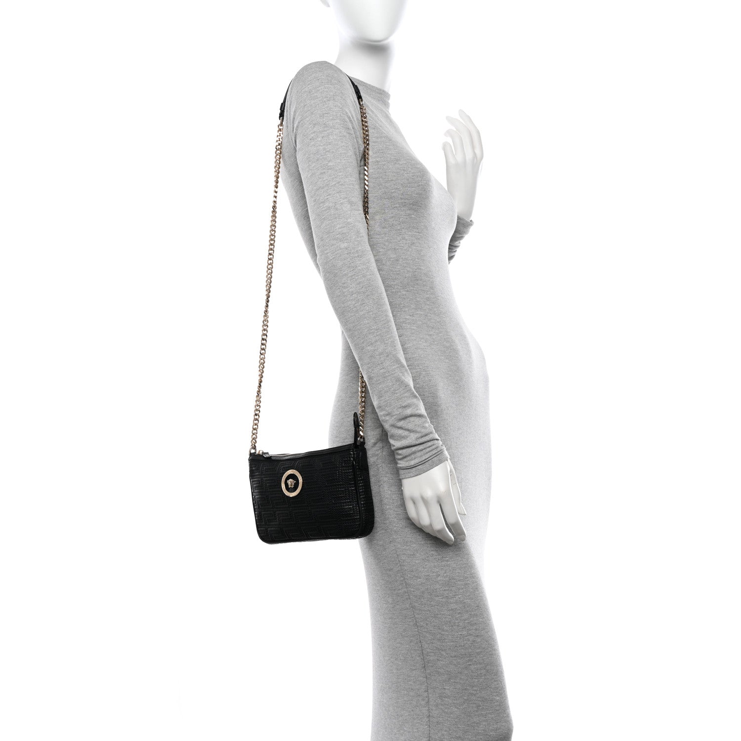 Versace Calfskin Icon Quilted Crossbody Black 2 of 12