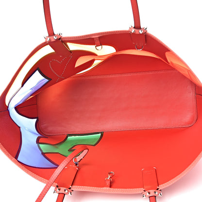 Christian Louboutin Calfskin PVC Love Spikes East West Cabata Tote Red 6 of 19