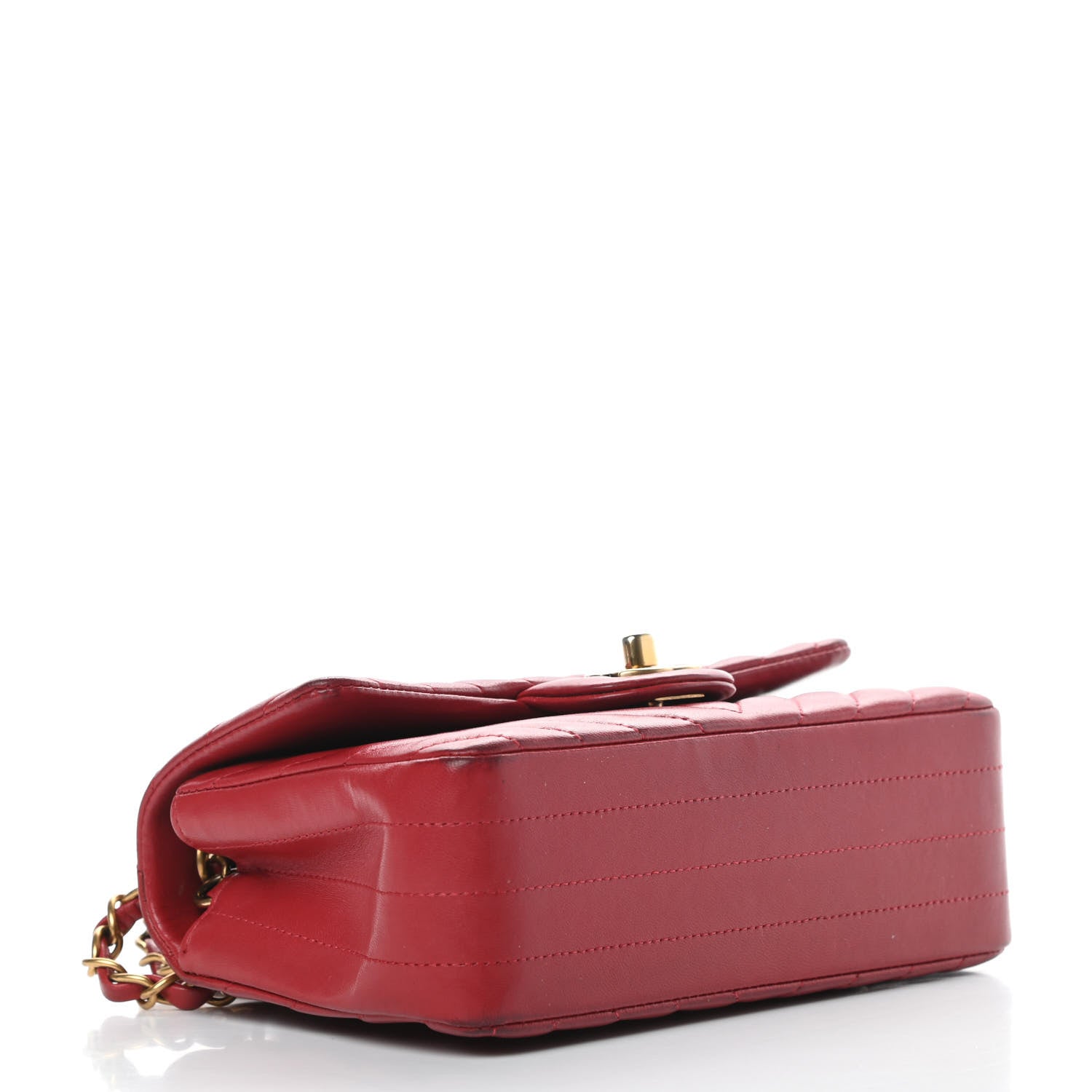Chanel Lambskin Chevron Quilted Mini Rectangular Flap Red 4 of 20