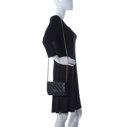 Chanel Lambskin Quilted Wallet On Chain WOC Black 2 of 10