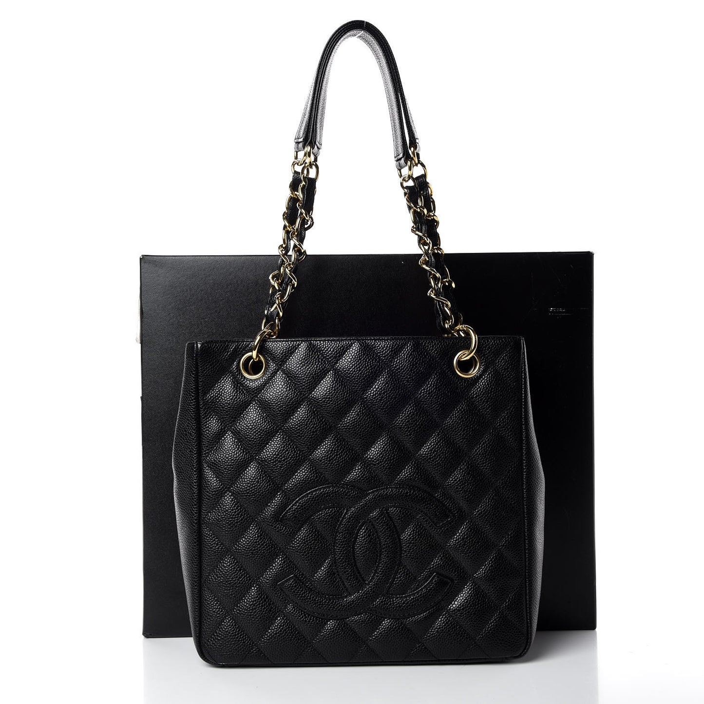 Caviar Quilted Petit Shopping Tote PST Black