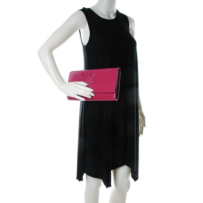Saint Laurent Textured Patent Monogram Large Belle De Jour Clutch Fuchsia 2 of 7