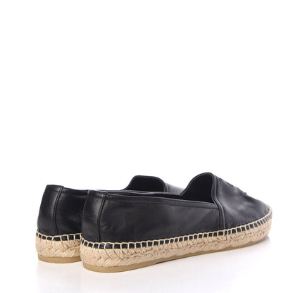 Saint Laurent Lambskin Monogram Espadrilles 37.5 Black 4 of 10