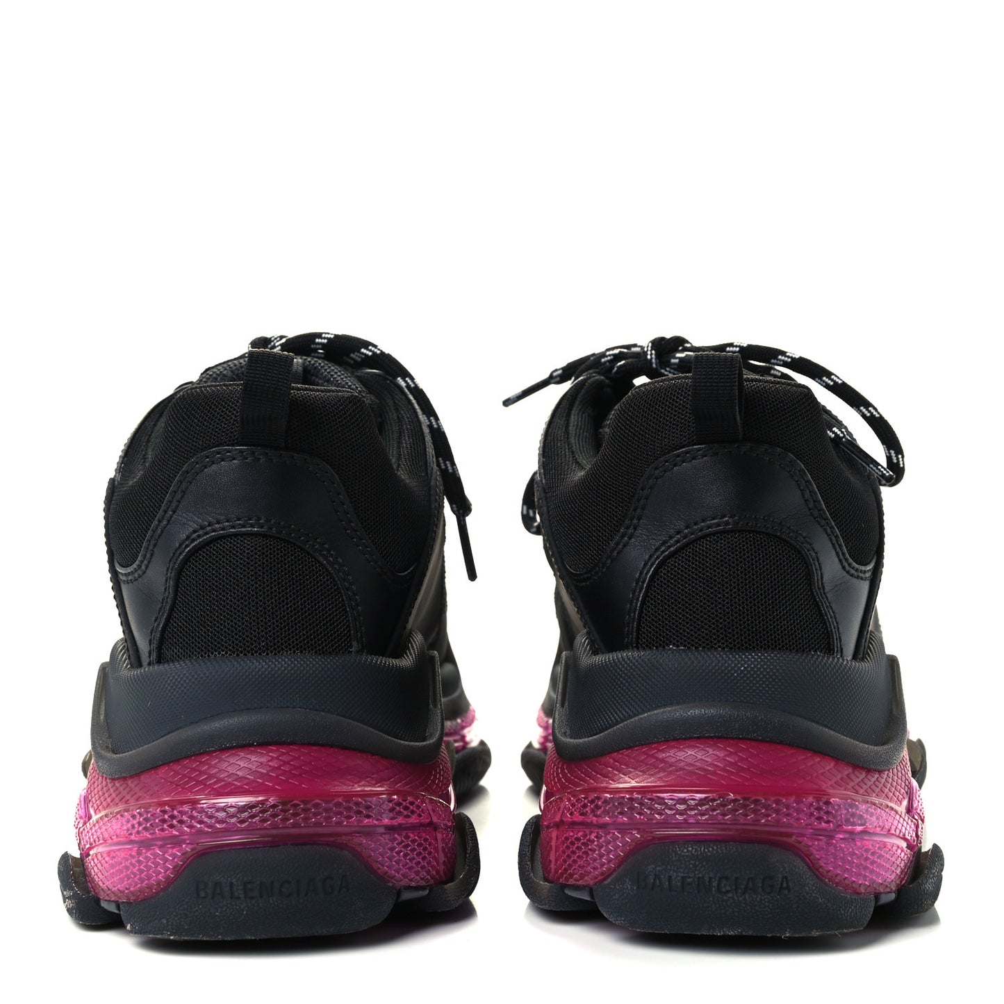 Fabric Mesh Clear Sole Mens Triple S Sneakers 45 Black Pink Neon