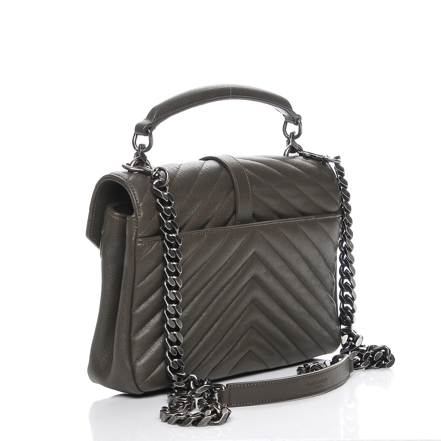 Saint Laurent Sheepskin Matelasse Chevron Monogram Medium College Bag Dark Anthracite 3 of 7