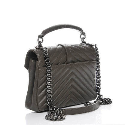 Saint Laurent Sheepskin Matelasse Chevron Monogram Medium College Bag Dark Anthracite 3 of 7