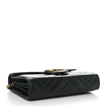Gucci Calfskin Matelasse GG Marmont Chain Wallet Black 4 of 11