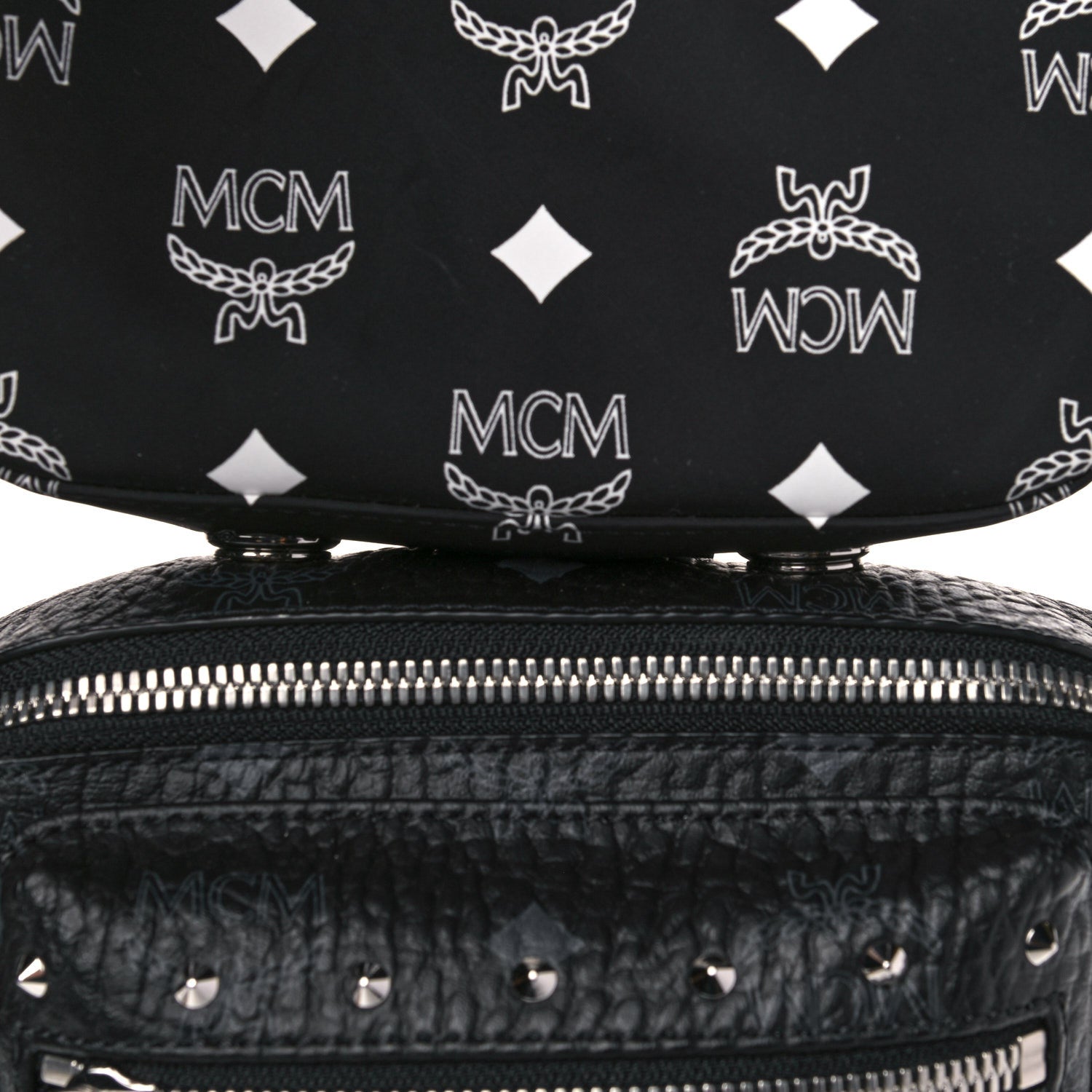 MCM Visetos Trey 4-in-1 Sling Backpack Black Gold 12 of 23