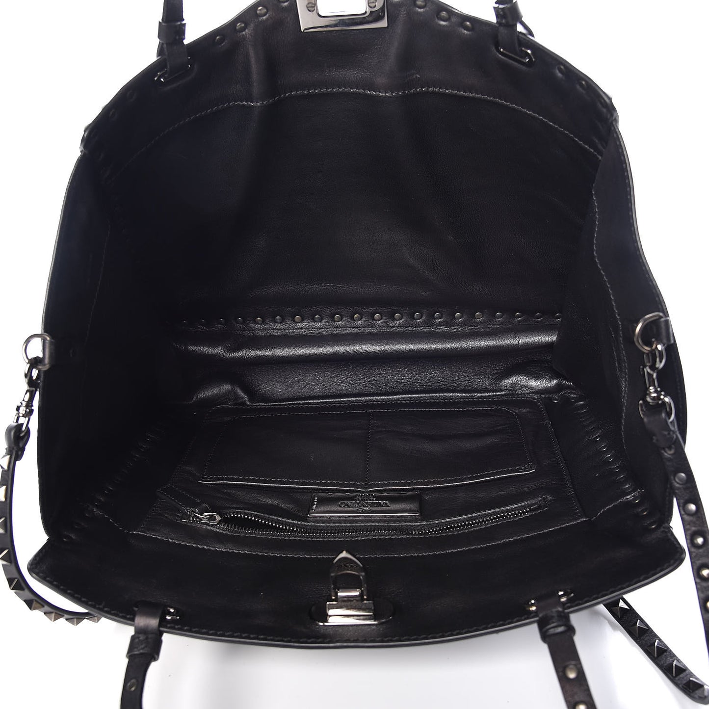 Vitello Medium Rockstud All Over Tote Black