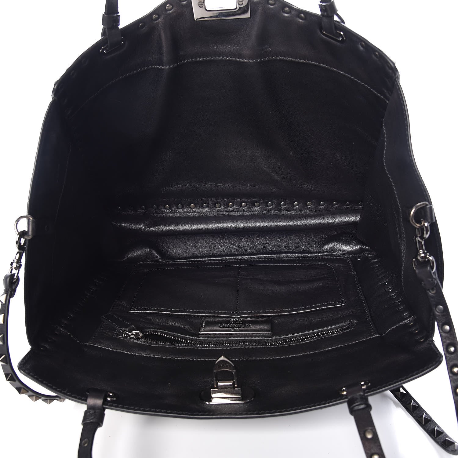 Valentino Garavani Vitello Medium Rockstud All Over Tote Black 6 of 11