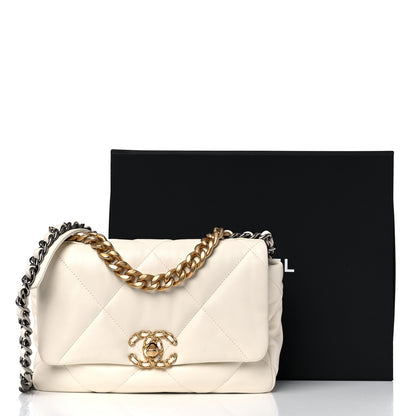 Chanel Lambskin Quilted Medium Chanel 19 Flap White 10 of 10