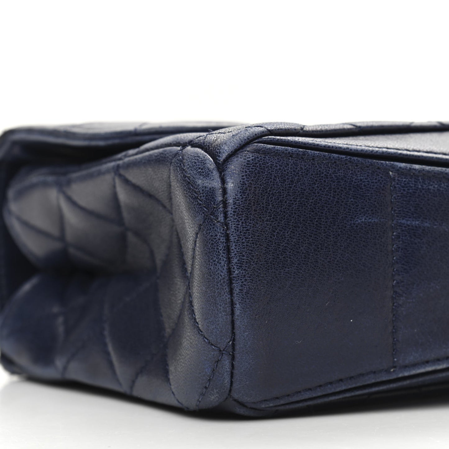 Lambskin Quilted Flap Shoulder Bag Navy Blue