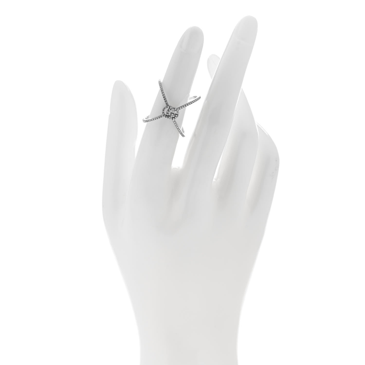 Gucci 18K White Gold Diamond Running G Cross Ring 51 5.75 2 of 5
