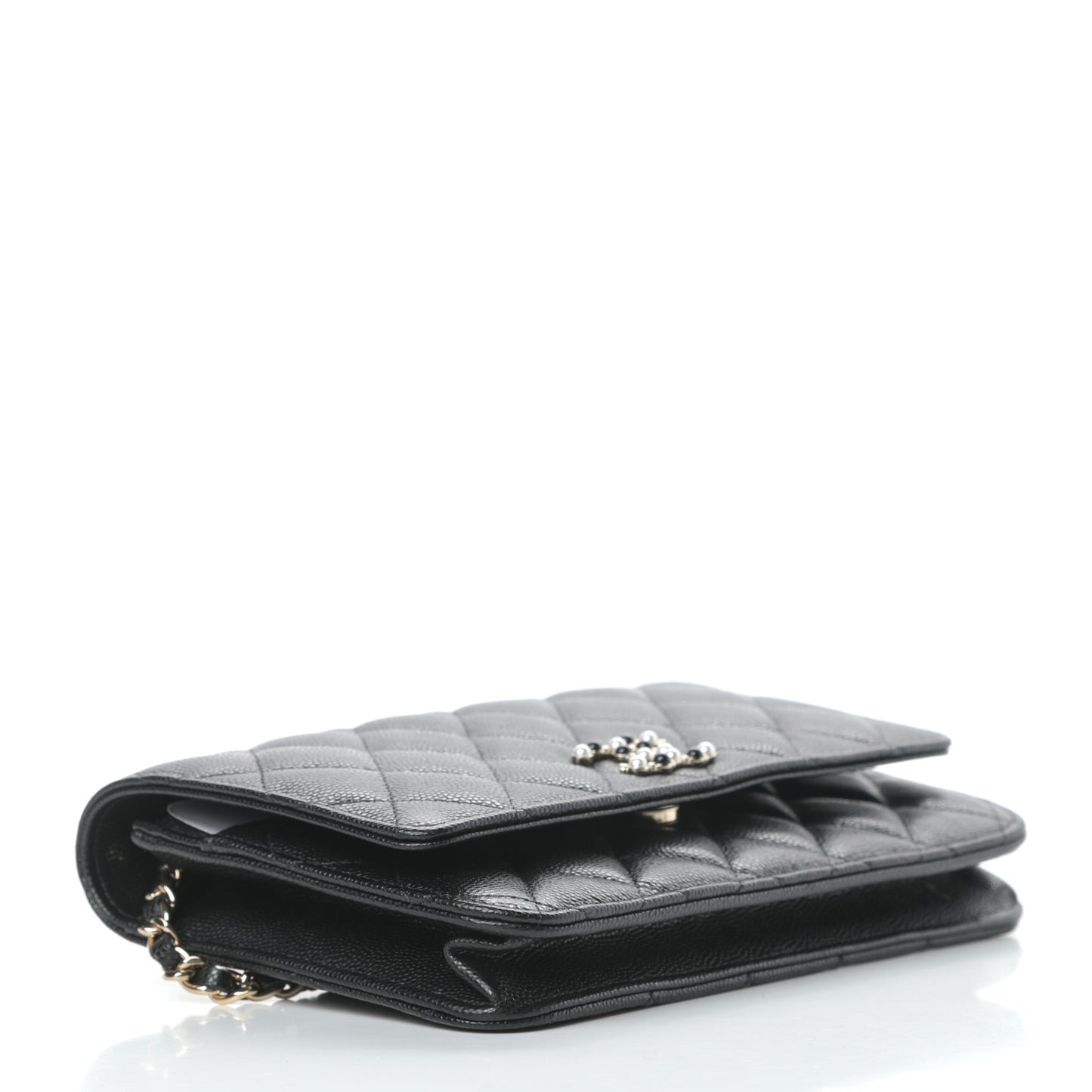 Caviar Quilted Coco Candy Wallet On Chain WOC Black