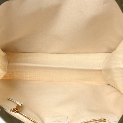 Saint Laurent Linen Calfskin Small Rive Gauche Tote Military Green Blanc Vintage 5 of 9