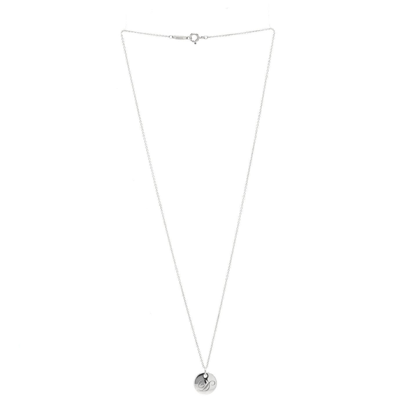 Sterling Silver Letter D Round Pendant Necklace