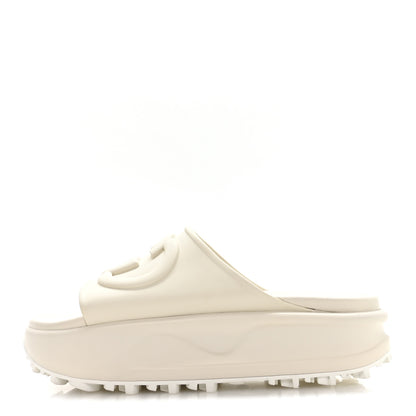 Gucci Soft Rubber Womens Interlocking G Platform 42mm Slide Sandals 40 Off White 1 of 18