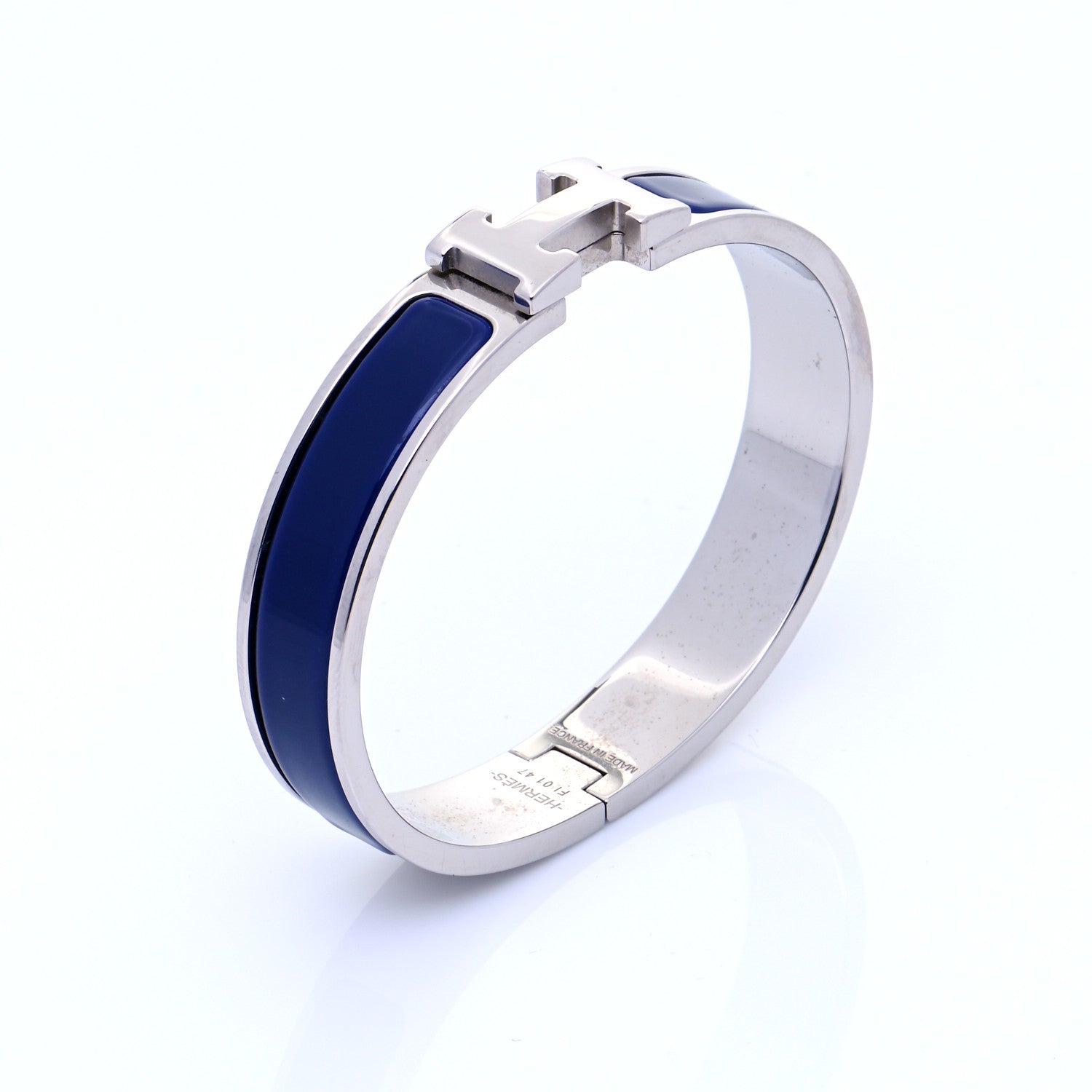 Hermes Enamel Narrow Clic Clac H Bracelet GM Indigo 7 of 8