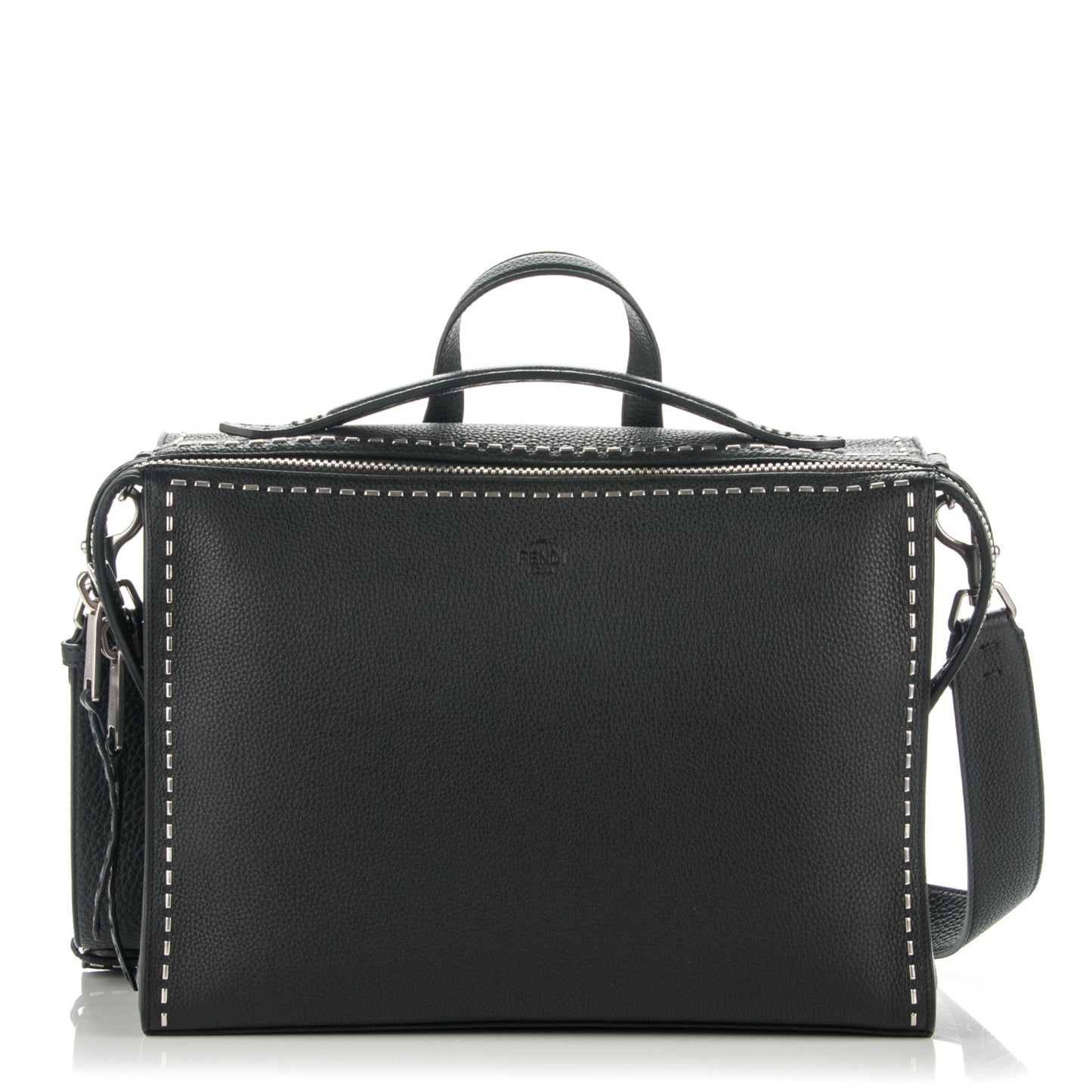 Calfskin Romano Selleria Messenger Bag Black