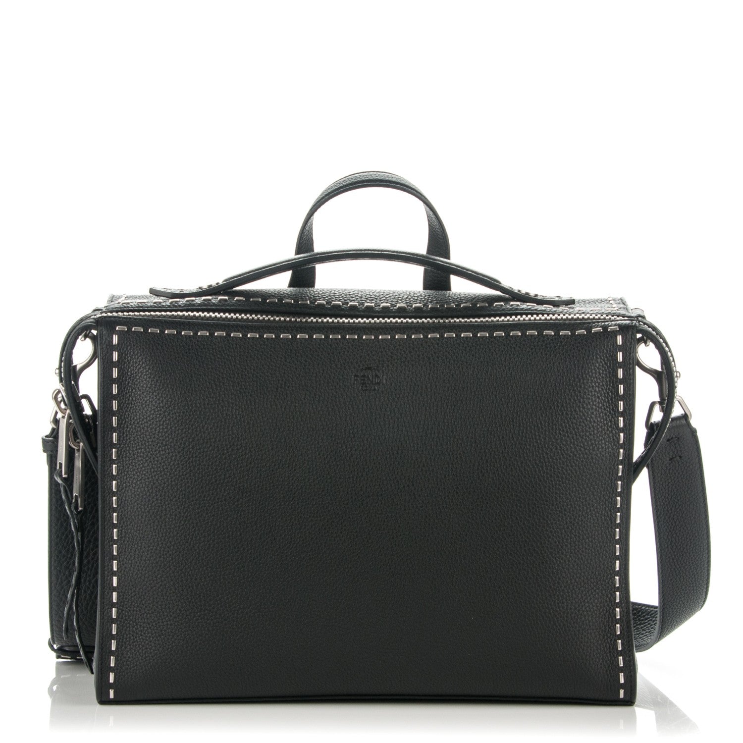 Fendi Calfskin Romano Selleria Messenger Bag Black 1 of 7