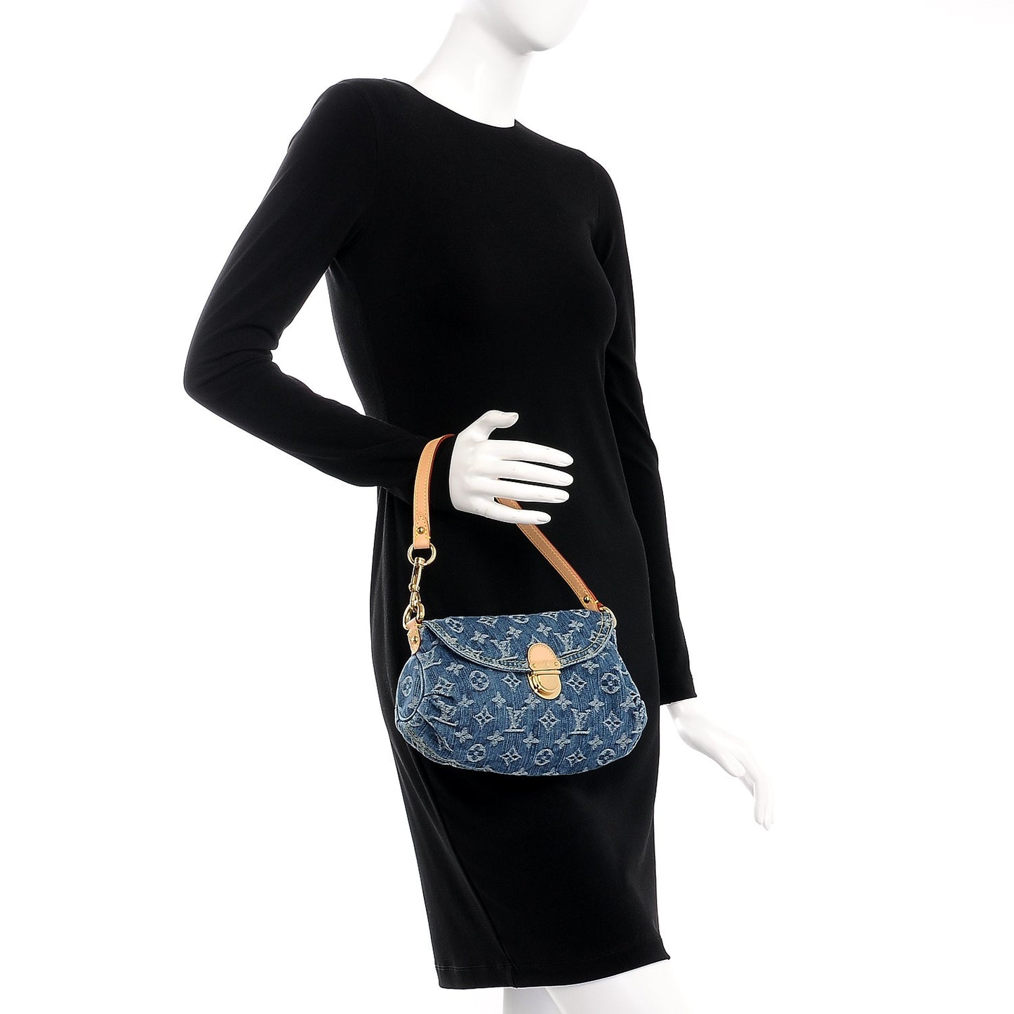 Monogram Denim Mini Pleaty Blue