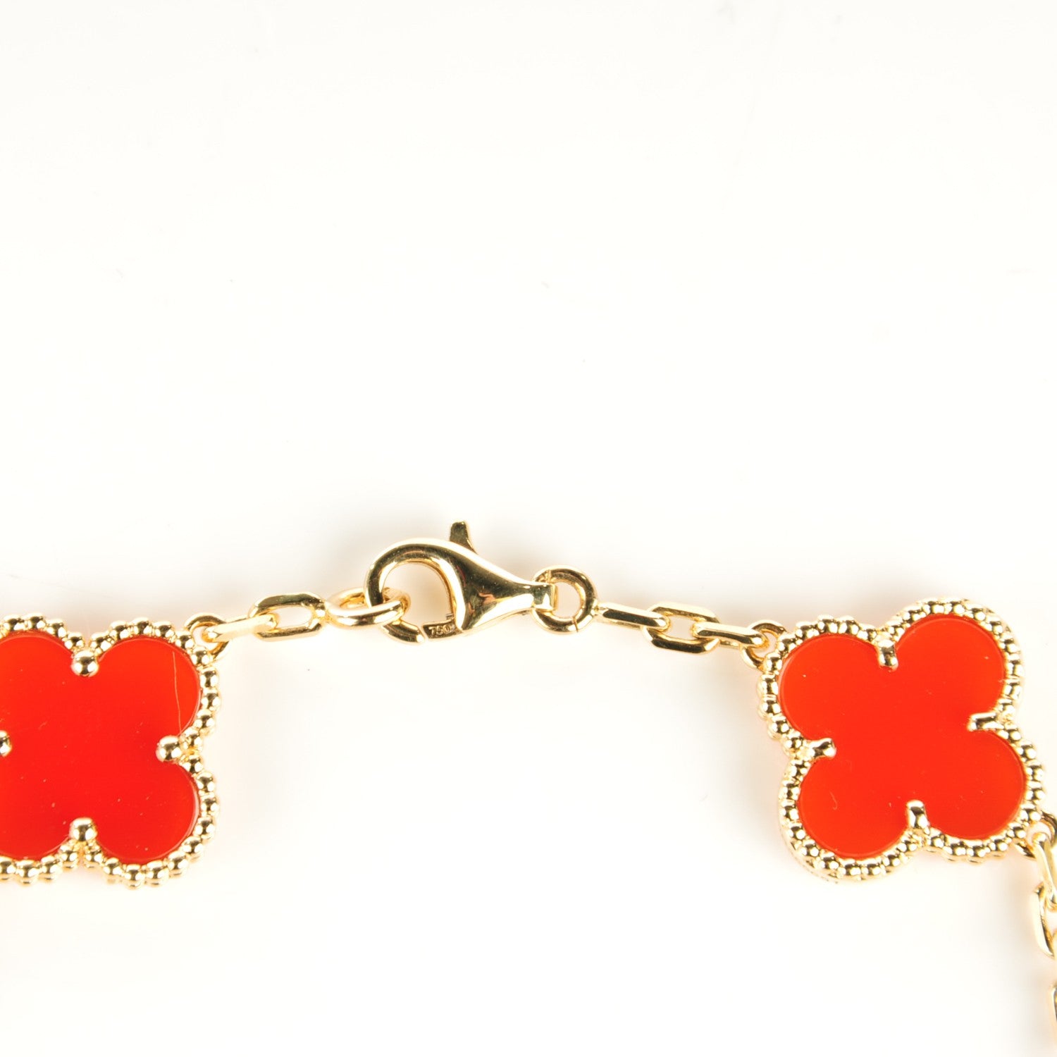 Van Cleef & Arpels 18K Yellow Gold Carnelian 5 Motifs Vintage Alhambra Bracelet 3 of 4