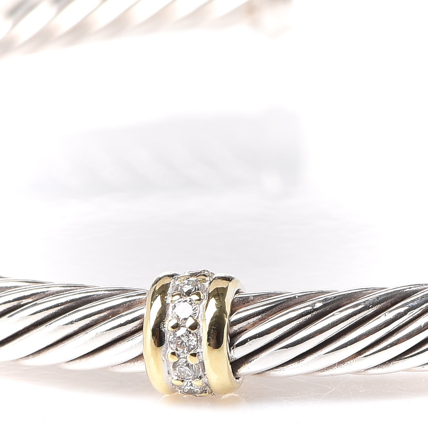 Sterling Silver 18K Yellow Gold Diamond 4mm Cable Classics Single Station Bracelet