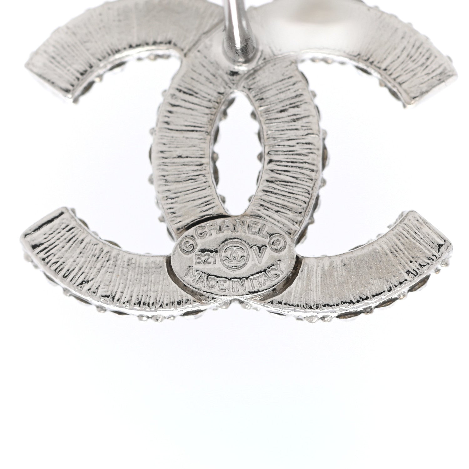 Chanel Crystal CC Earrings Silver 3 of 5