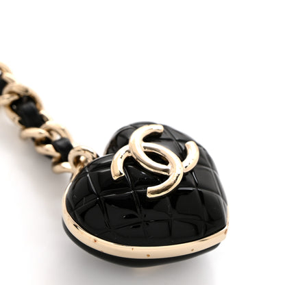 Chanel Lambskin Metal Resin CC Heart Chain Belt 90 36 Black Gold 4 of 6