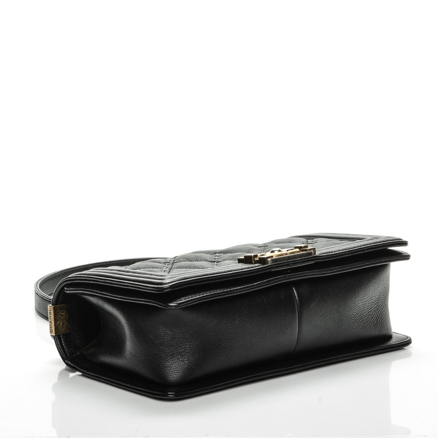 Calfskin Double Stitch Medium Boy Flap Black