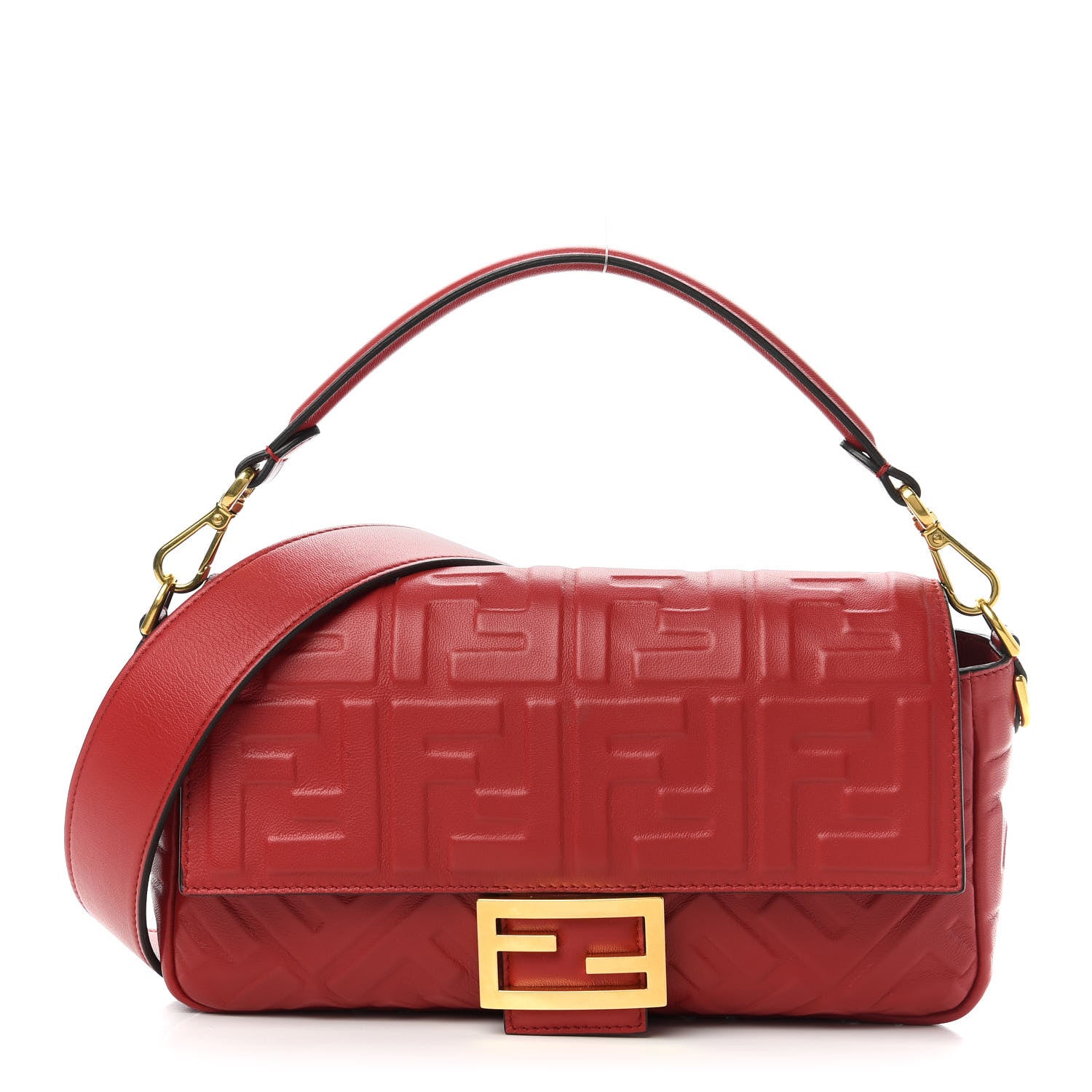 Fendi Nappa FF 1974 Embossed Baguette Fragola 1 of 10