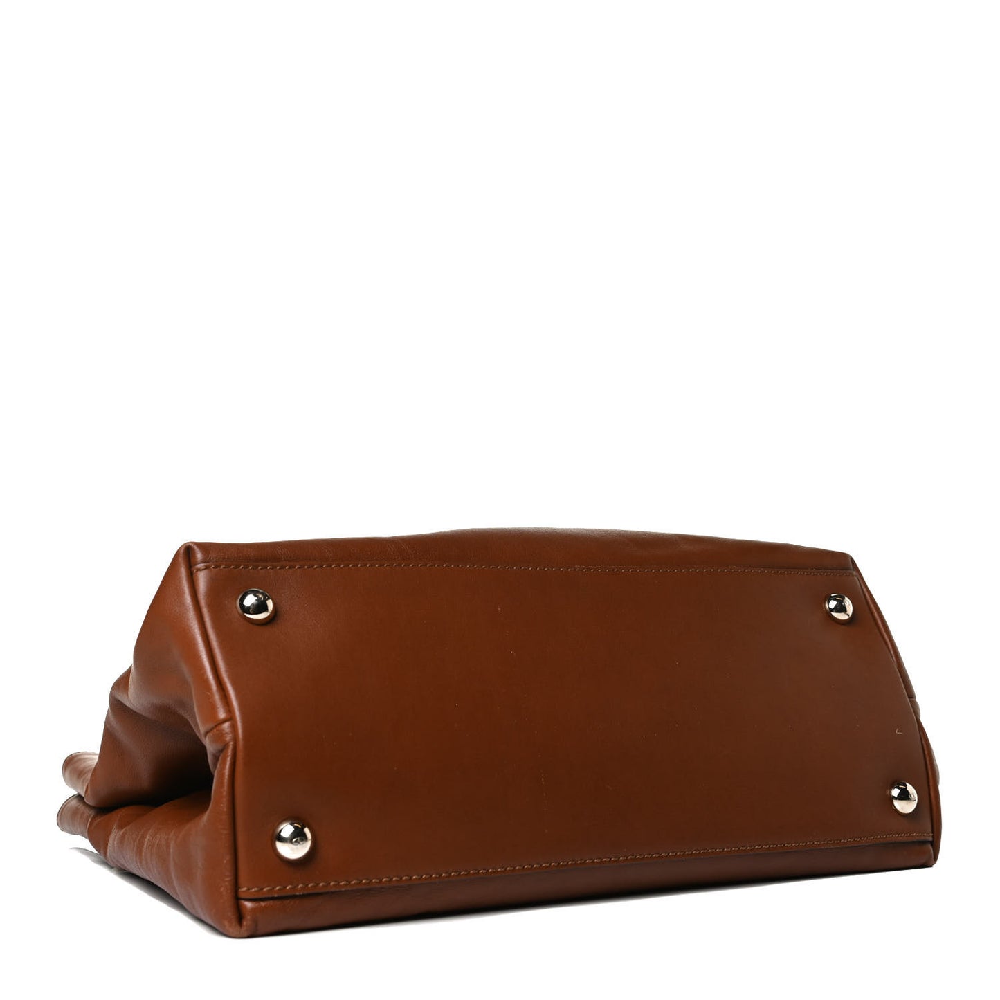 Calfskin Macro Rockstud Chain Shoulder Bag Brown