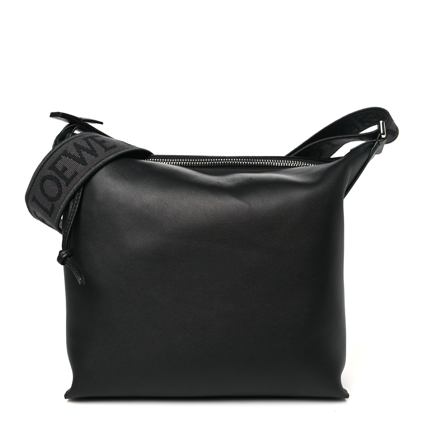 Supple Smooth Calfskin Jacquard Small Cubi Crossbody Bag Black