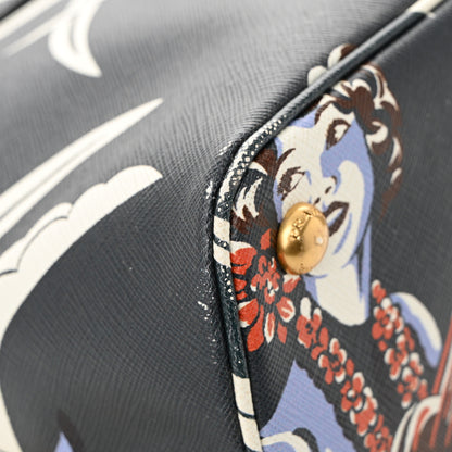Prada Saffiano Print Hawaiian Girl Front Pocket Tote Smeraldo 12 of 14